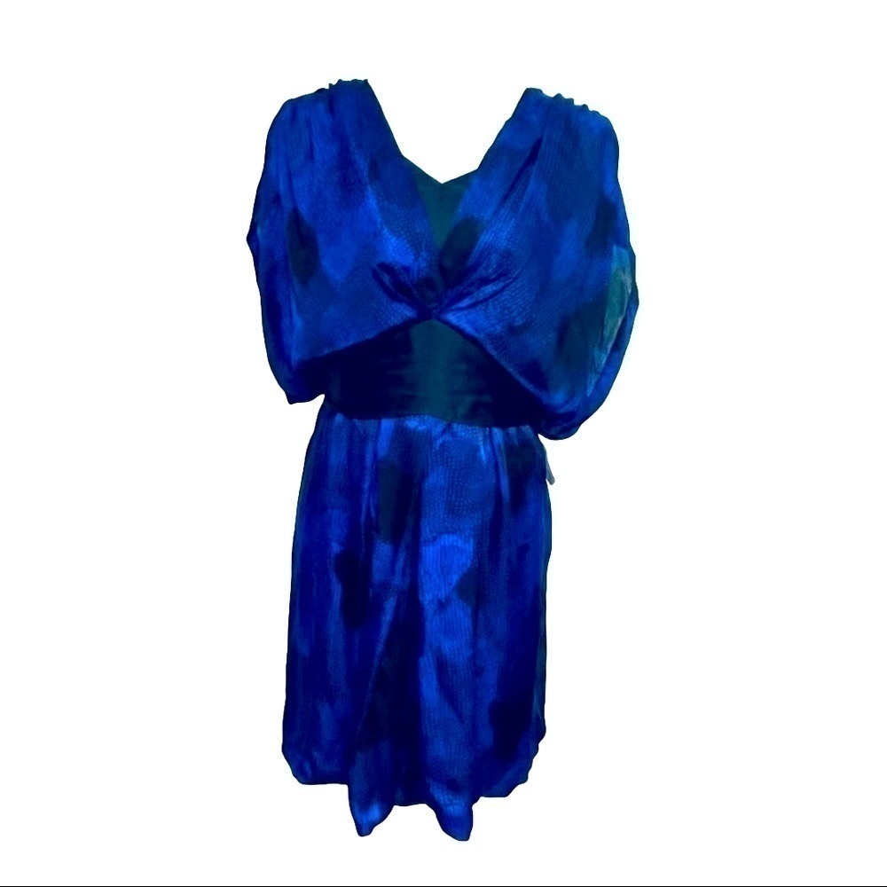 NWT MM Couture By Miss Me 100% Silk Blue & Black Snakeskin Print Dress